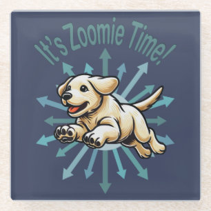 Posavasos De Vidrio Es hora de Zoomie Labrador Dorado