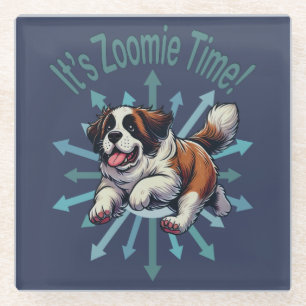 Posavasos De Vidrio Es hora de Zoomie Saint Bernard