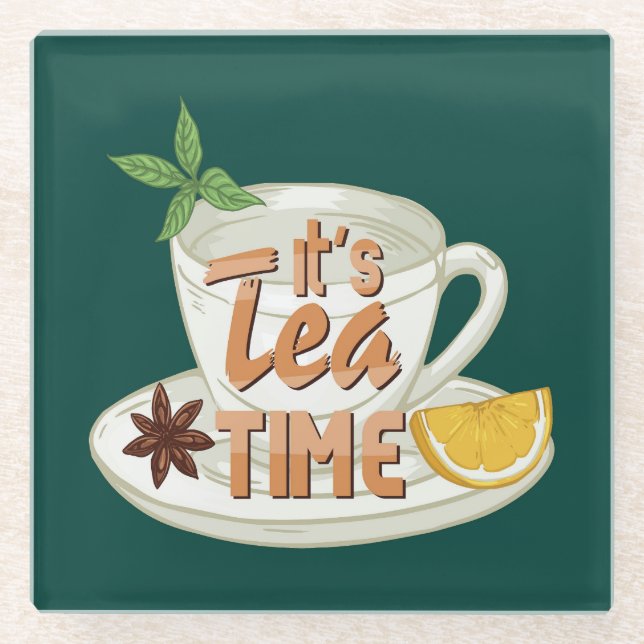 Posavasos De Vidrio Es hora del té (Anverso)
