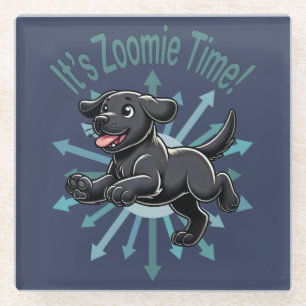 Posavasos De Vidrio Es Hora Zoomie Labrador Negro