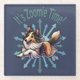 Posavasos De Vidrio Es tiempo de Zoomie Collie