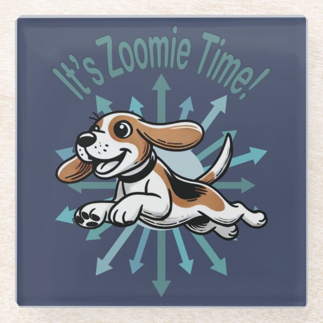 Posavasos De Vidrio Es Zoomie Time Beagle (Anverso)