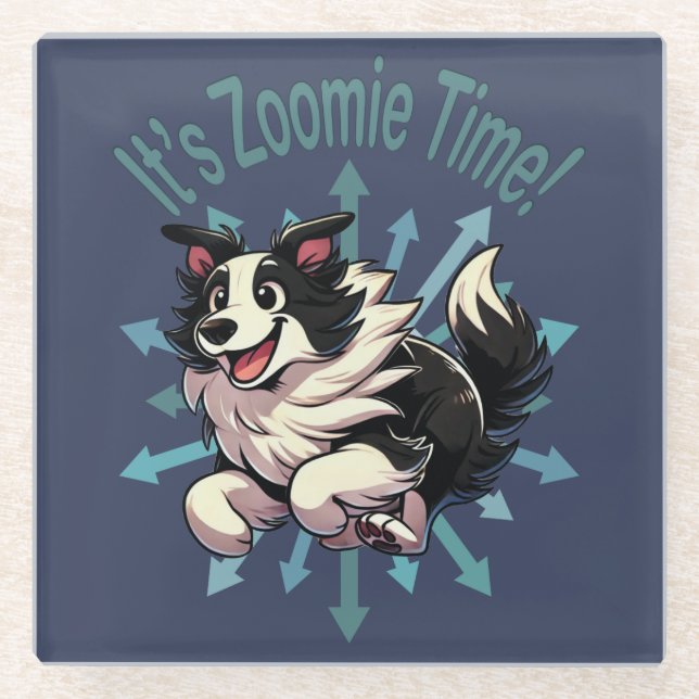 Posavasos De Vidrio Es Zoomie Time Border (Anverso)
