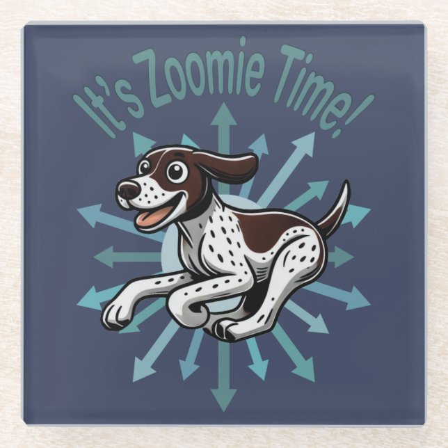 Posavasos De Vidrio Es Zoomie Time German Shorthtransmitió Pointer (Anverso)