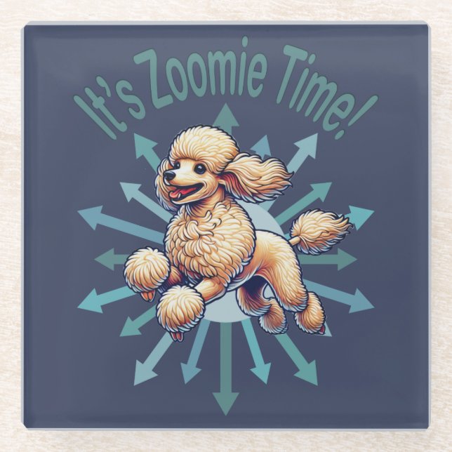 Posavasos De Vidrio Es zoomie Time Poodle (Anverso)