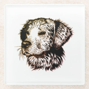 Posavasos De Vidrio Esbozo de cachorro marrón