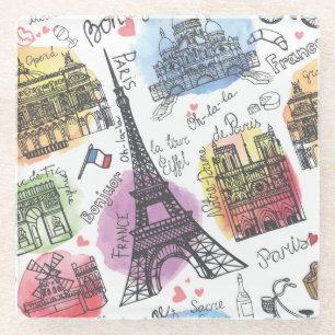 Posavasos De Vidrio Esbozo de moda elegante de París Francia