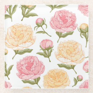 Posavasos De Vidrio Esbozo rosa y amarillo para personas