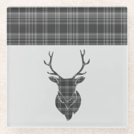 Posavasos De Vidrio Escala del patrón Gray Tartan