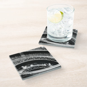 Posavasos De Vidrio Escalera espiral negra y blanca