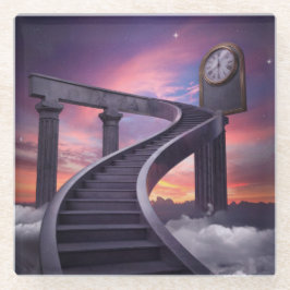 Posavasos De Vidrio Escaleras de curvas surrealistas de ensueño