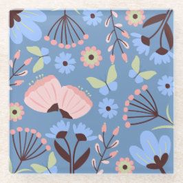 Posavasos De Vidrio Escaparate De Deslumbramiento Floral Elegante