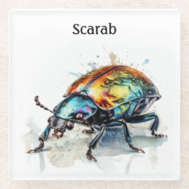 Posavasos De Vidrio Escarabajo irlandés en acuarela, personalizado