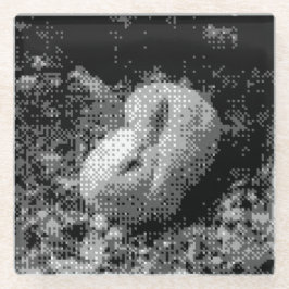 Posavasos De Vidrio escayola de vidrio de conejo pixelado