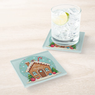 Posavasos De Vidrio Escena de Navidades de la Casa de Gingerbread