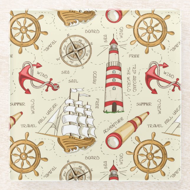 Posavasos De Vidrio Escena oceánica (Anverso)