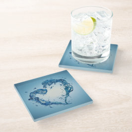 Posavasos De Vidrio Escenas De Agua En Forma De Corazón