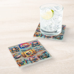 Posavasos De Vidrio Escenas de Cocina de Cowboy Occidental BBQ 1