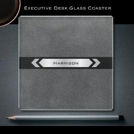 Posavasos De Vidrio Escritorio Ejecutivo Gris Moderno y Elegante