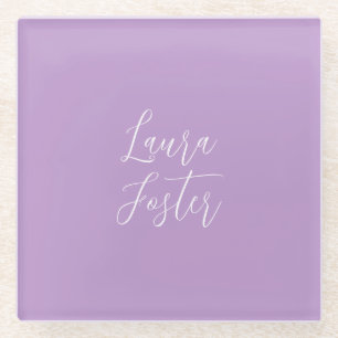 Posavasos De Vidrio Escritura a mano Elegante Nombre Lilac Color