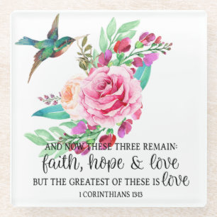 Posavasos De Vidrio Escritura Biblia Verse Rosa Rosa Bird Religiosa