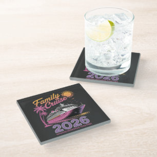 Posavasos De Vidrio Escuadrón de crucero familiar viaje coincidente de