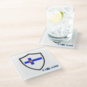 Posavasos De Vidrio Escudo de armas de la bandera de Finlandia