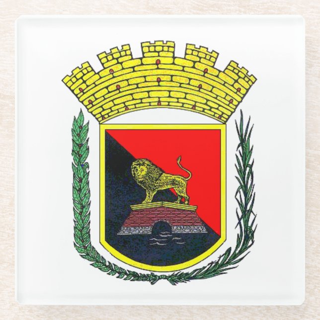 Posavasos De Vidrio Escudo de armas de Ponce, Puerto Rico (Anverso)