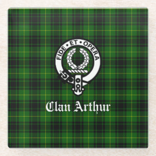 Posavasos De Vidrio Escudo de armas y tartán del Clan Arthur / MacArth