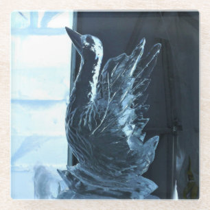 Posavasos De Vidrio Escultura de hielo de cisne, Quebec, Canadá