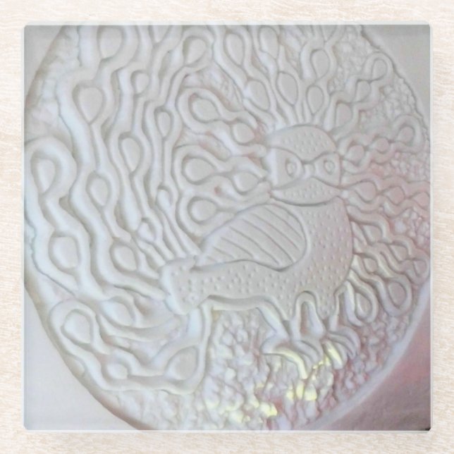 Posavasos De Vidrio Escultura de nieve de pavo real, Hotel de Glace, Q (Anverso)