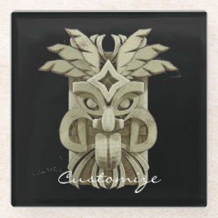 Posavasos De Vidrio Escultura de Tiki tallada Thunder_Cove