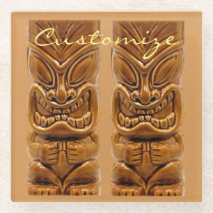 Posavasos De Vidrio Escultura Tiki de oro Thunder_Cove