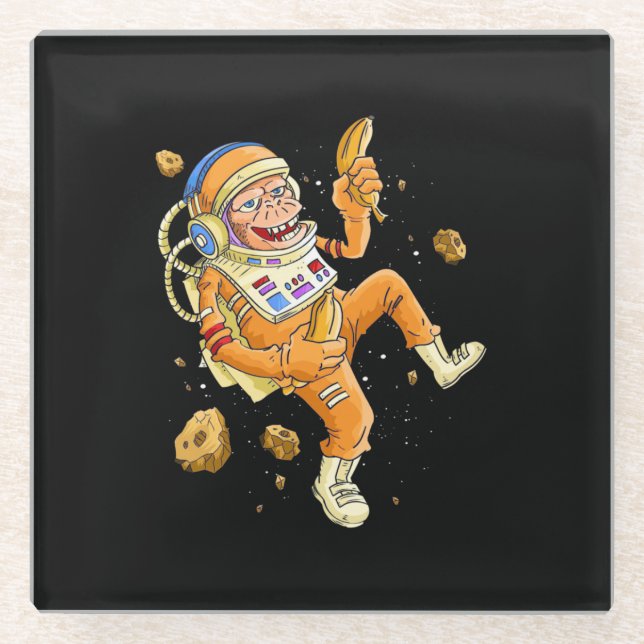 Posavasos De Vidrio Espacio de monos astronautas (Anverso)