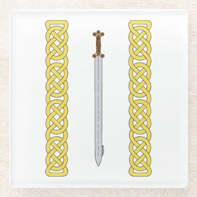 Posavasos De Vidrio Espada celta y arrojo antiguos (Anverso)