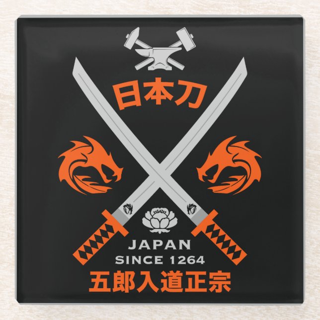 Posavasos De Vidrio Espada Katana japonesa (Anverso)