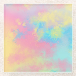 Posavasos De Vidrio Esparadrapo de pintura arcoiris de vidrio plateado