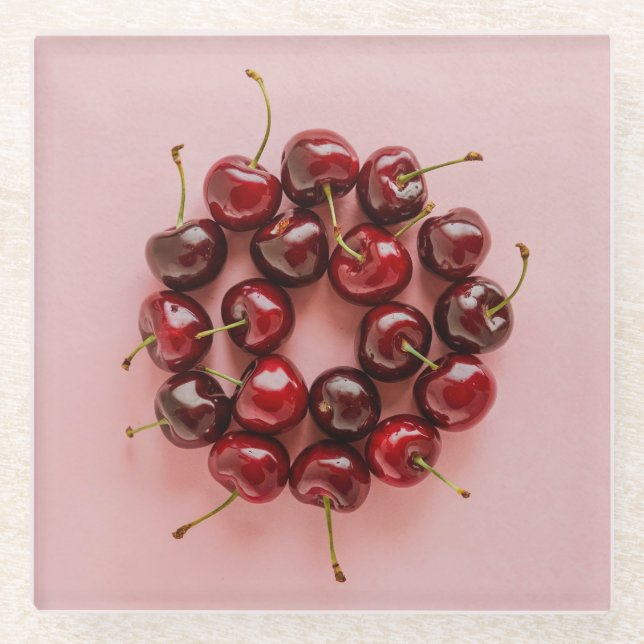 Posavasos De Vidrio Esparadrapo de vidrio cuadrado rosado (Anverso)