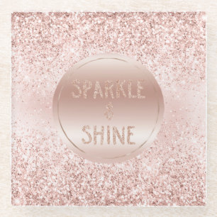 Posavasos De Vidrio Esparkle Purpurina rosa de Rubor