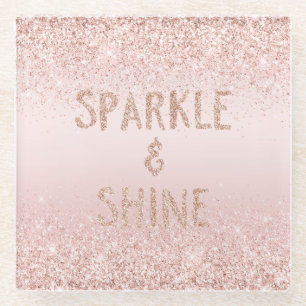 Posavasos De Vidrio Esparkle Purpurina Rubor Pink Ombre Glitzy