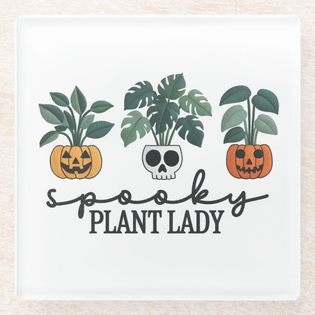 Posavasos De Vidrio Espectacular planta Lady Halloween Monstera Design (Anverso)