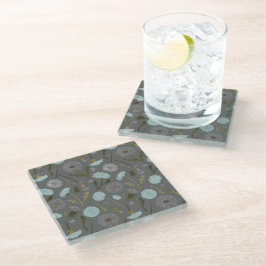 Posavasos De Vidrio Espectáculo azul gris Dandelion Flores singulares