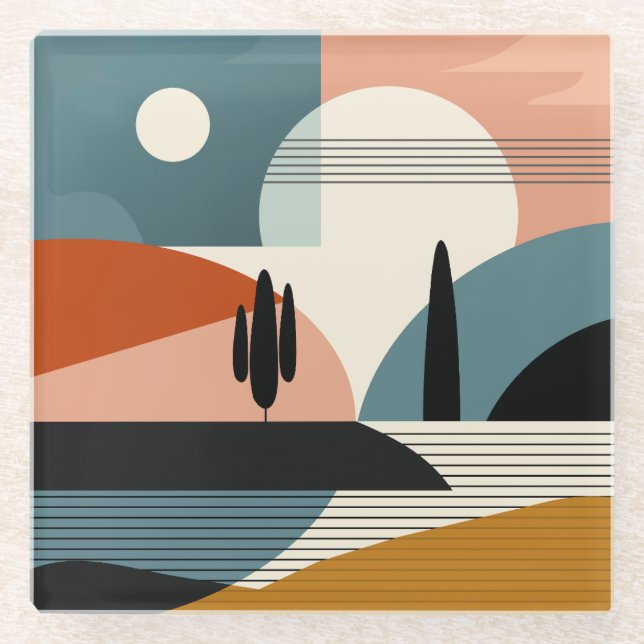 Posavasos De Vidrio Espejo del desierto (Anverso)