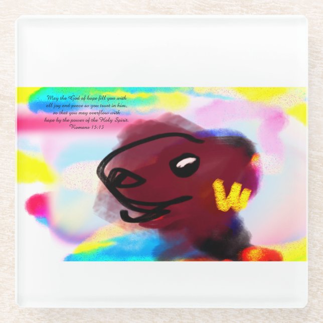 Posavasos De Vidrio esperanza de alegría (Anverso)