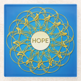 Posavasos De Vidrio Esperanza en el centro del diseño de encaje geomét