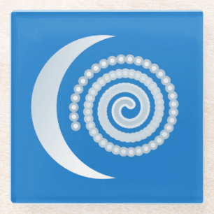 Posavasos De Vidrio Espiral de luna plateada sobre azul profundo