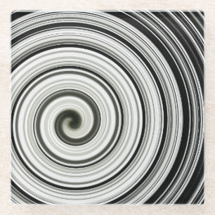 Posavasos De Vidrio Espiral negra y blanca 