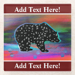 Posavasos De Vidrio Espíritu de oso negro Colores de luz boreal Vidrio