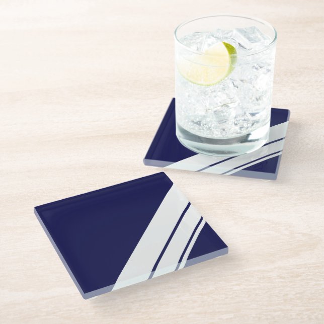 Posavasos De Vidrio Esporádica Carreras De Esquina Blanca En La Marina (Angular)