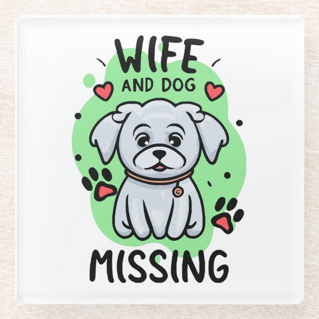 Posavasos De Vidrio Esposa y perro perdidos (Anverso)
